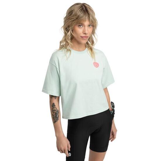 Women Cycling 's relaxed fit short sleeve bikepacking t-shirt Reef Light Green G