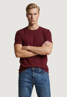 Crop top t-shirt mick-basic heren bordeauxrood