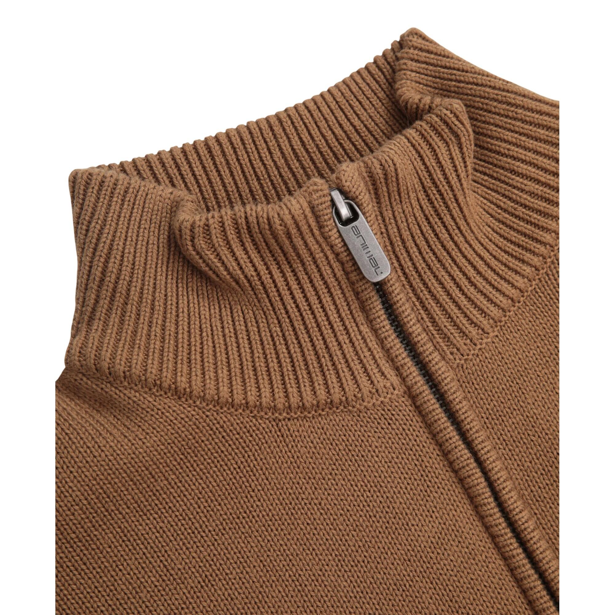 Pullover für , mit kurzem Reißverschluss, gerippt Herren Senf 2/2
