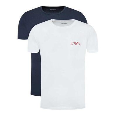 Heren tshirt (set van 2) (marineblauw/wit)