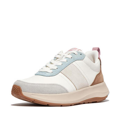 Fitflop fitflop f-mode flow sneaker - leather & suede mix v2 klassieke bruinmix