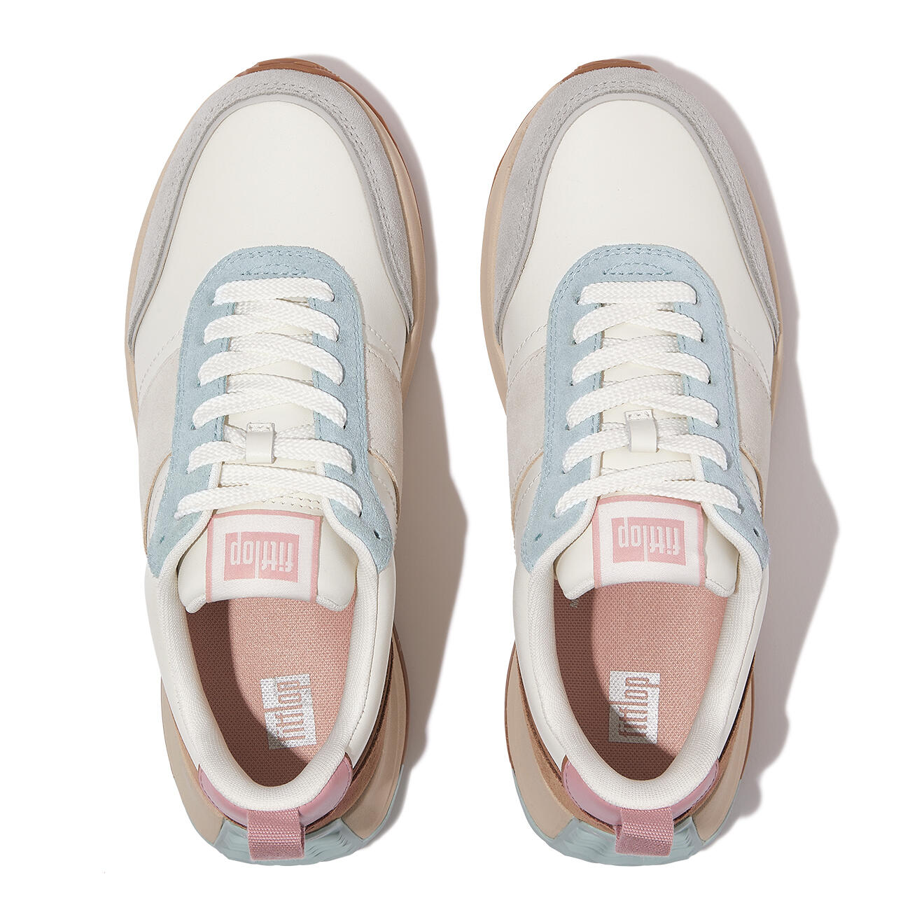 FITFLOP FitFlop F-Mode Flow Sneaker - Leather & Suede Mix V2  KLASSIEKE BRUINMIX 5/7