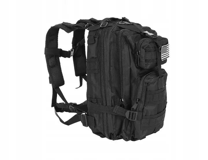 Ghiozdan militar, bretele reglabile, capacitate 30 L, negru, 20x29x45cm 3/7