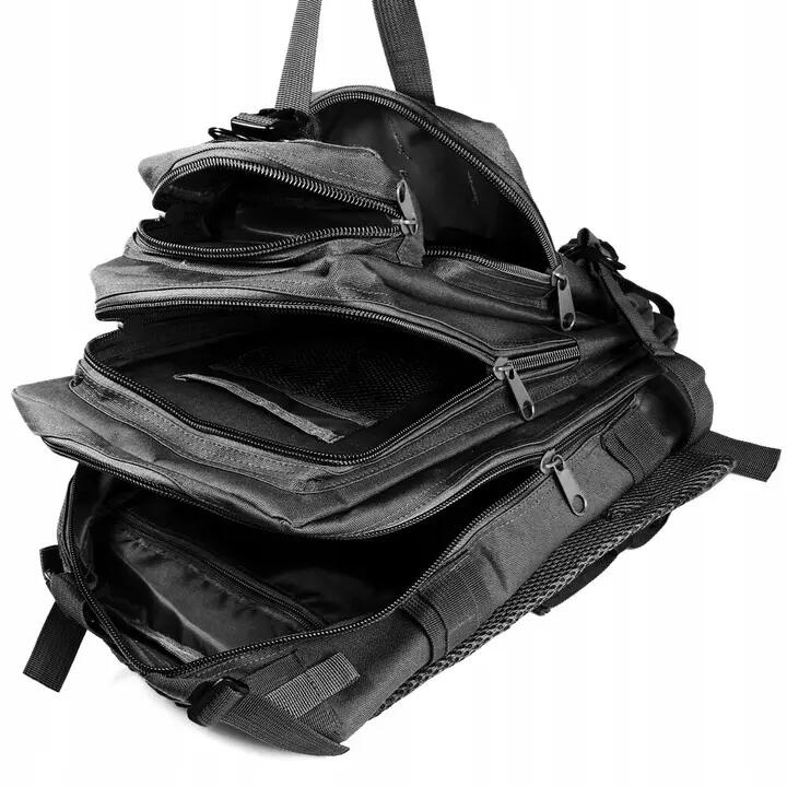 Ghiozdan militar, bretele reglabile, capacitate 30 L, negru, 20x29x45cm 7/7