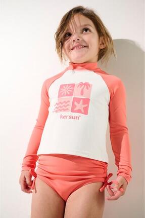 T-shirt de bain manches longues anti-UV Fille (5-14 ans) Rose, Pacific