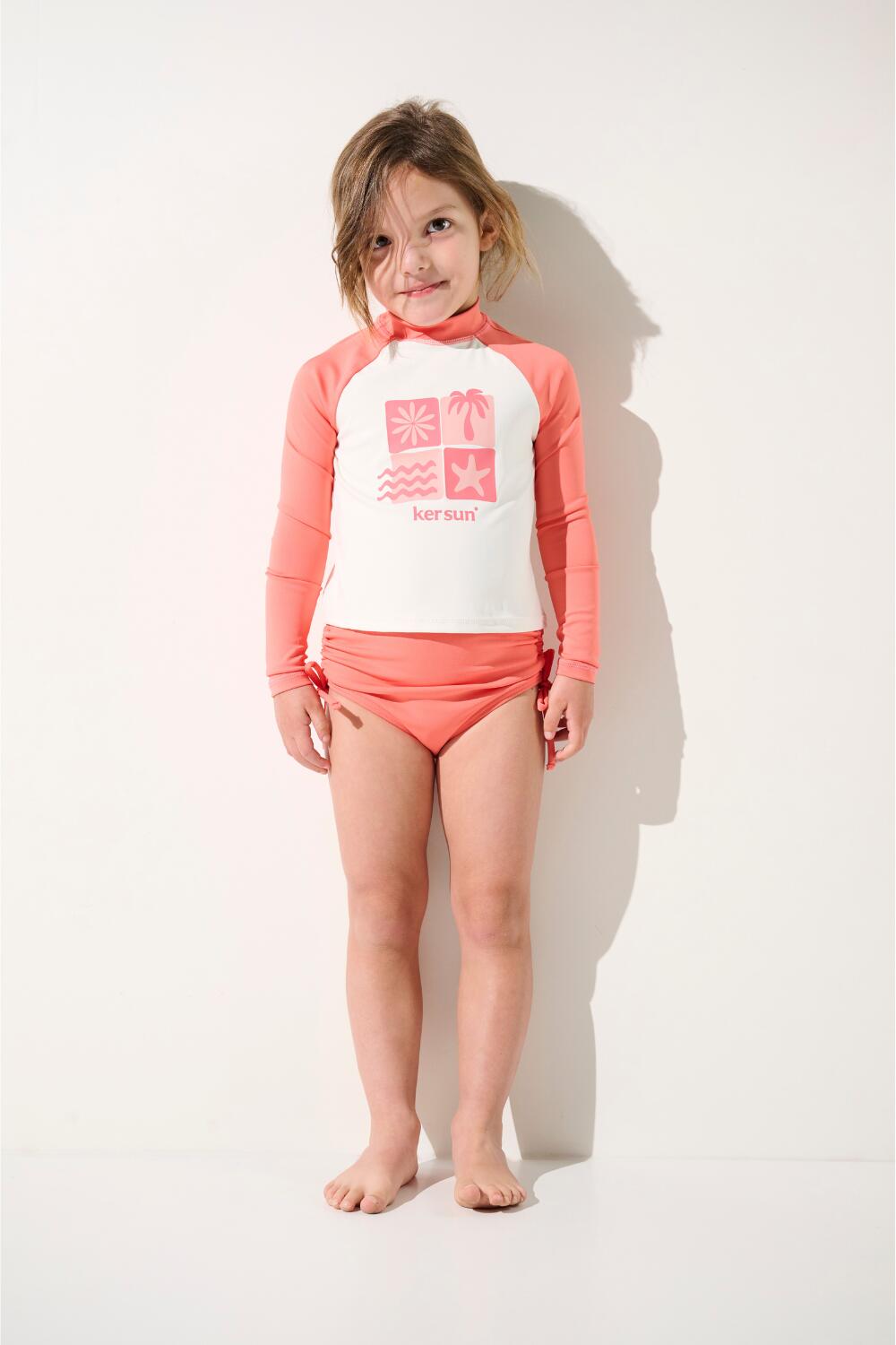 T-shirt de bain manches longues anti-UV Fille (5-14 ans) Rose, Pacific 2/3