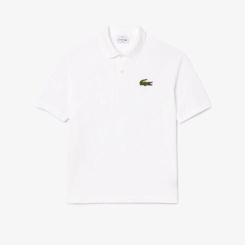 Polo Blanco Lacoste Manga Corta L.12.12 de Corte Holgado con Insignia 5/5