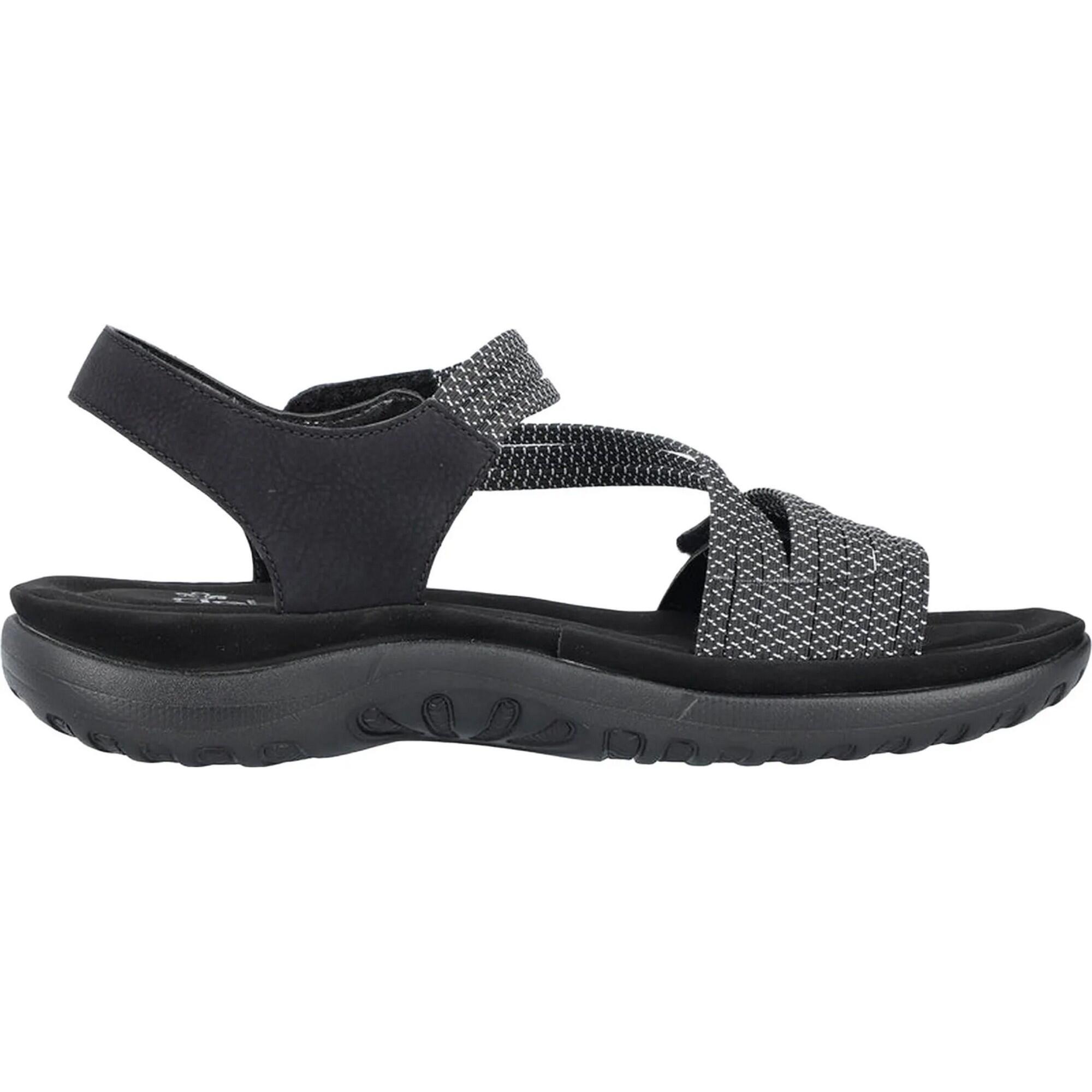 Sandalias de Poliuretano Diseño de Rayas para Mujer Negro 3/6