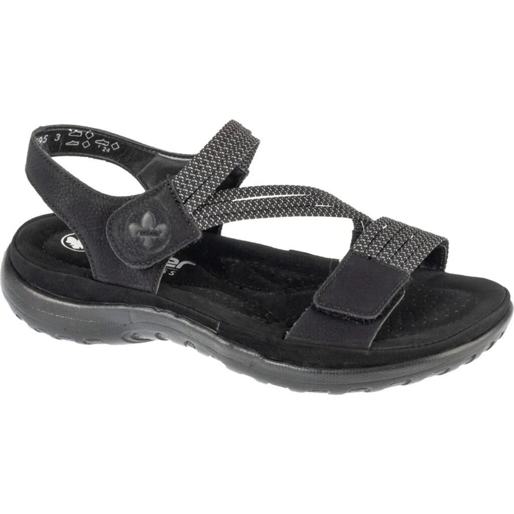 Womens/Ladies Stripe Synthetic Leather Sandals (Black)