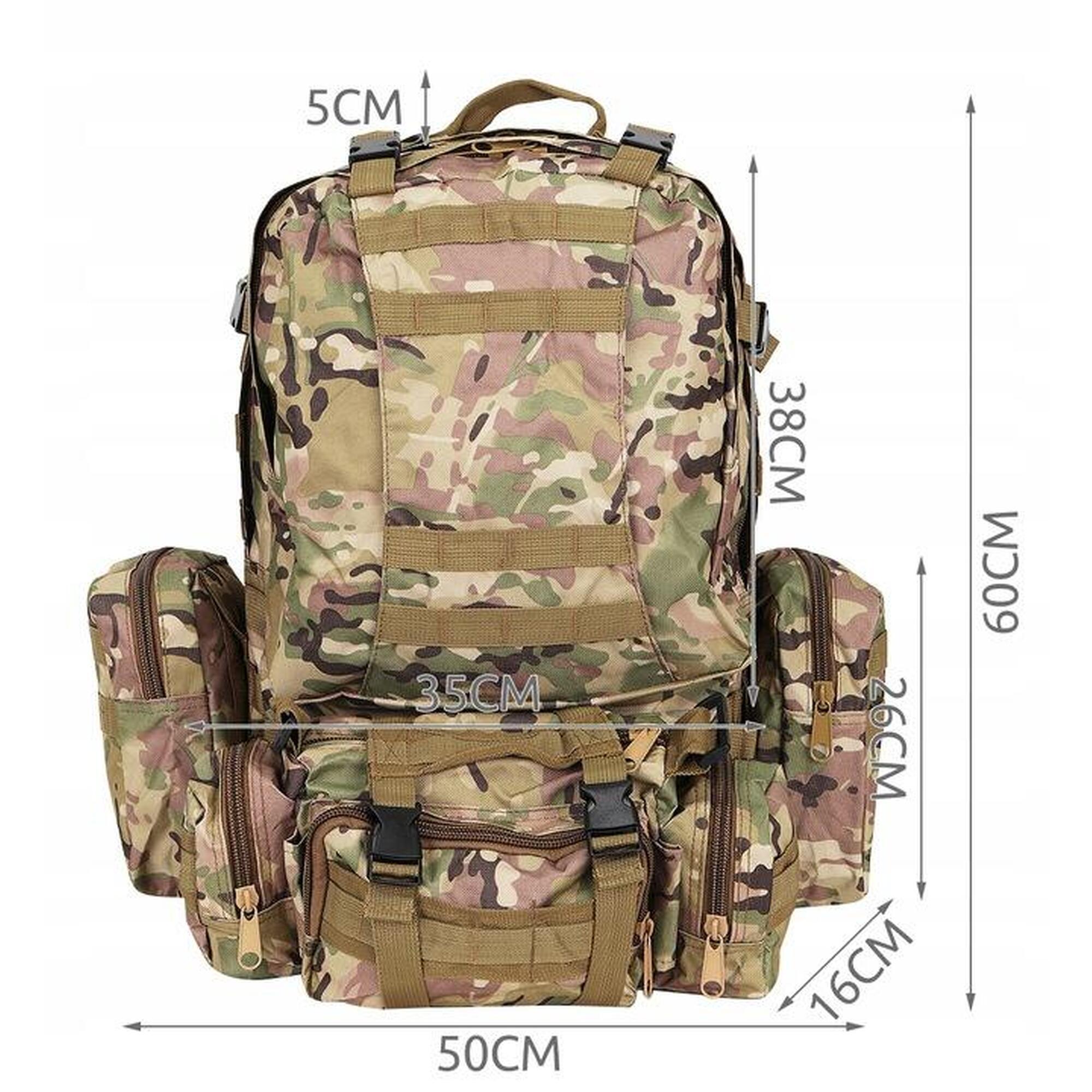 Ghiozdan/ Rucsac militar, bretele reglabile, 48.5 L, camuflaj, 60x50 cm