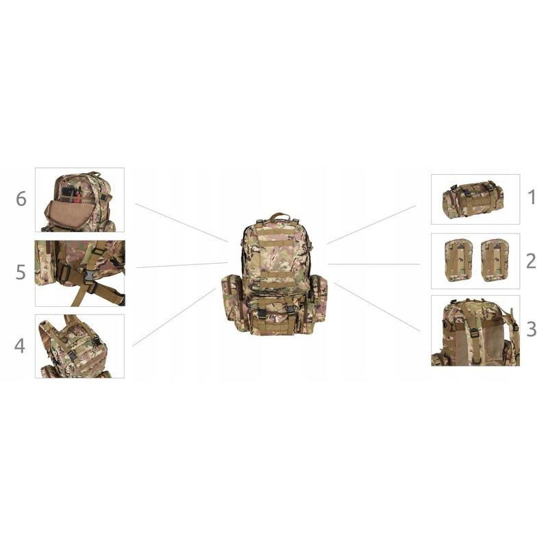 Ghiozdan/ Rucsac militar, bretele reglabile, 48.5 L, camuflaj, 60x50 cm