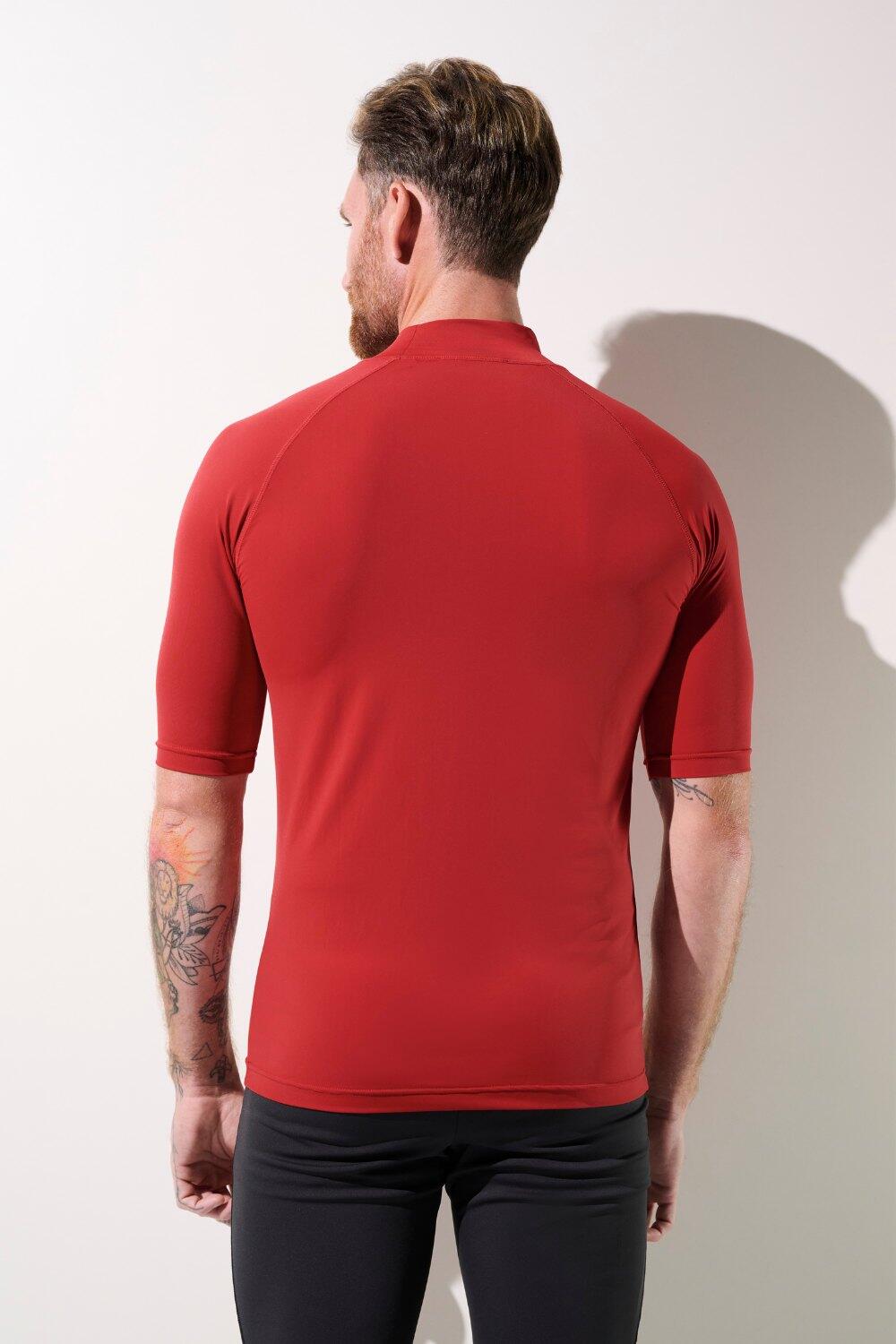T-shirt de bain anti-UV Homme Rouge Manches Courtes, Malibu, UPF 50+ 3/7