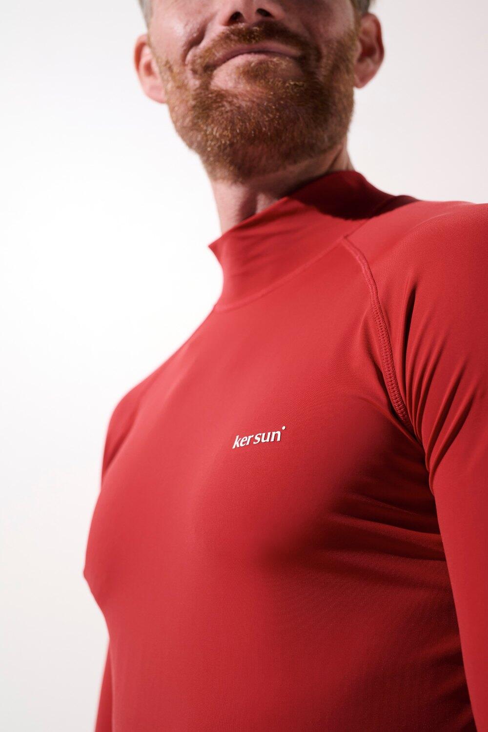 T-shirt de bain anti-UV Homme Rouge Manches Courtes, Malibu, UPF 50+ 4/7