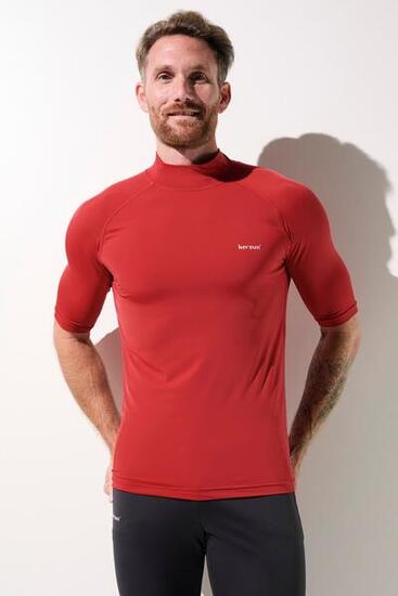 T-shirt de bain anti-UV Homme Rouge Manches Courtes, Malibu, UPF 50+