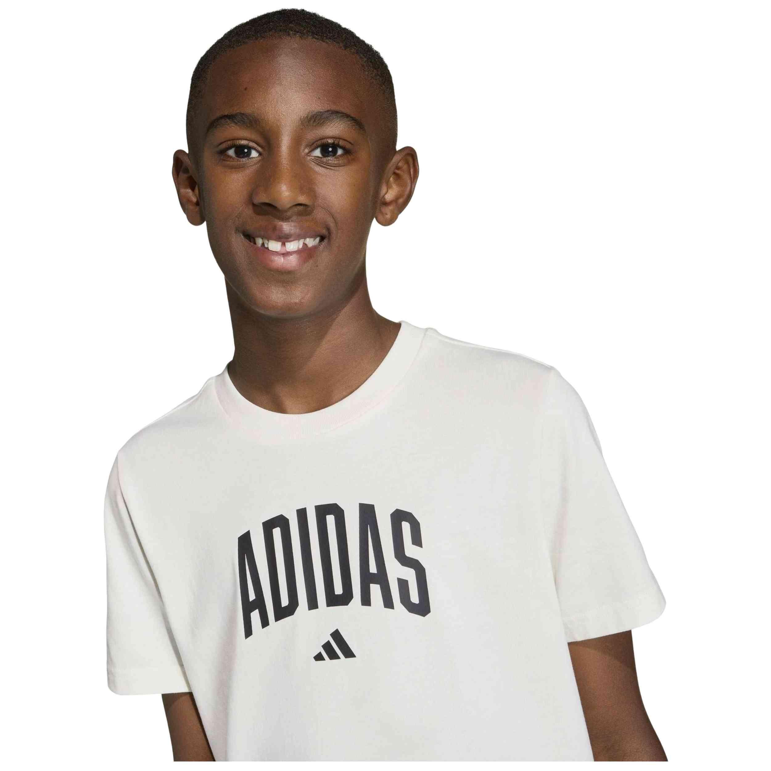 T-shirt ragazzo adidas colleg t - bianco 3/5