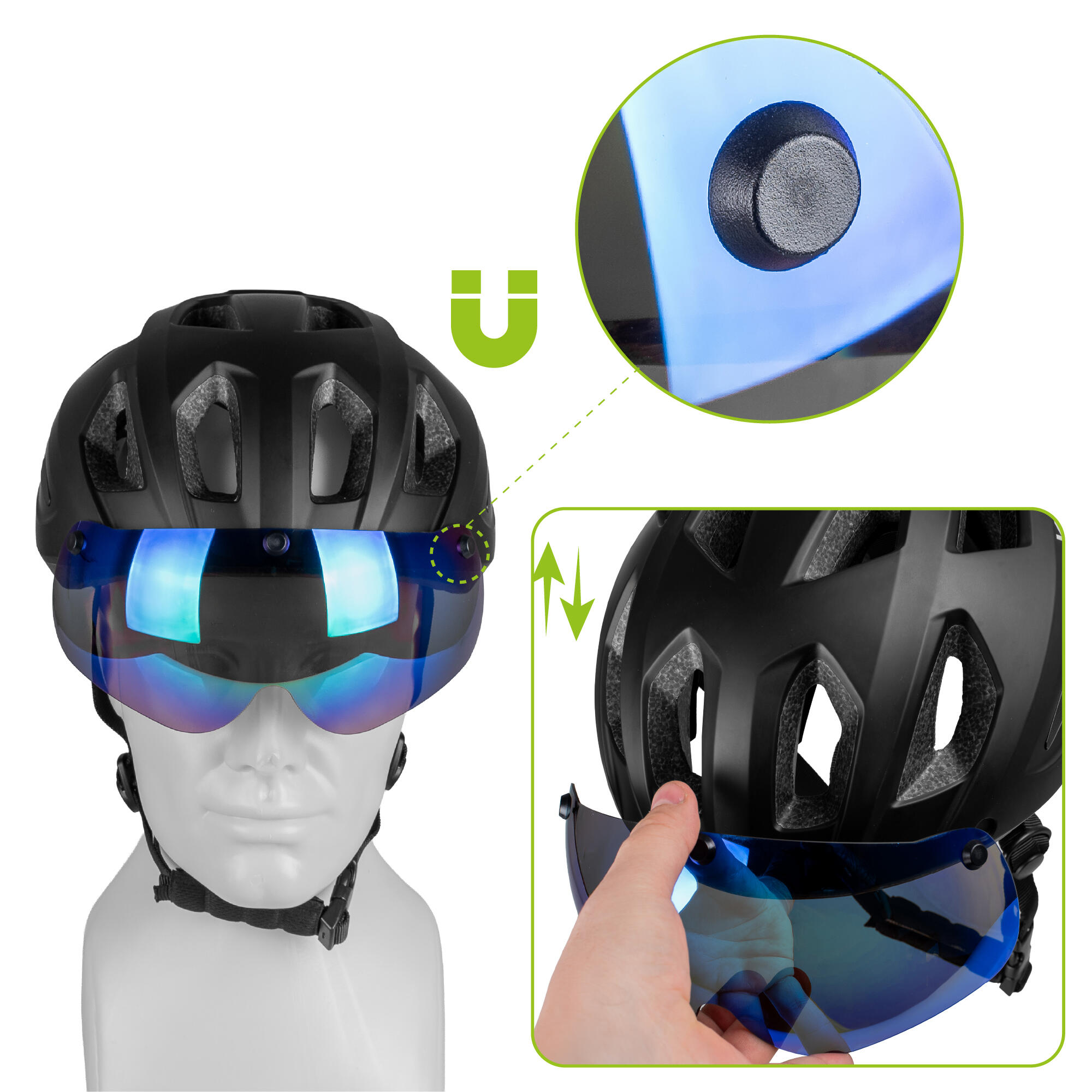 Casco bici Vayox Active VA0424 con visiera e luce LED 3/7