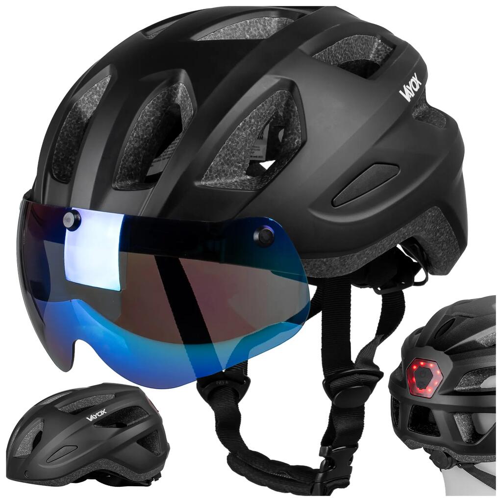 Каска велосипедна Vayox Active VA0424 със слюда и лампа LED
