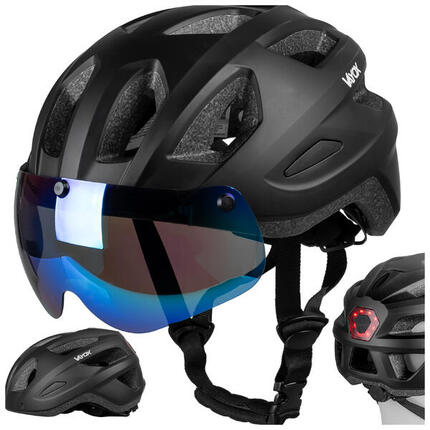 Kask rowerowy Vayox Active VA0424 z szybką i lampką LED
