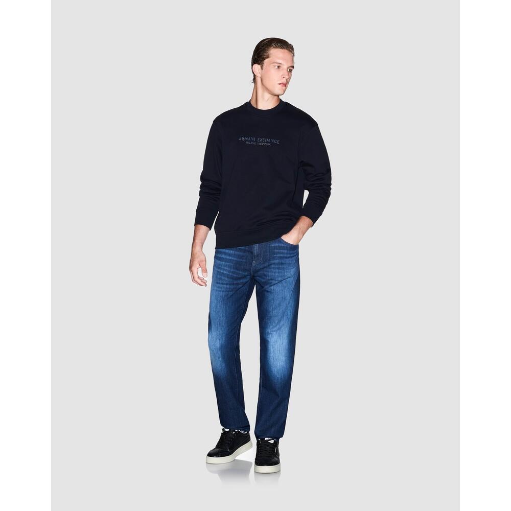 Mens Leisure Sweatshirt Tonal Milano/New York Logo UB101 3/4