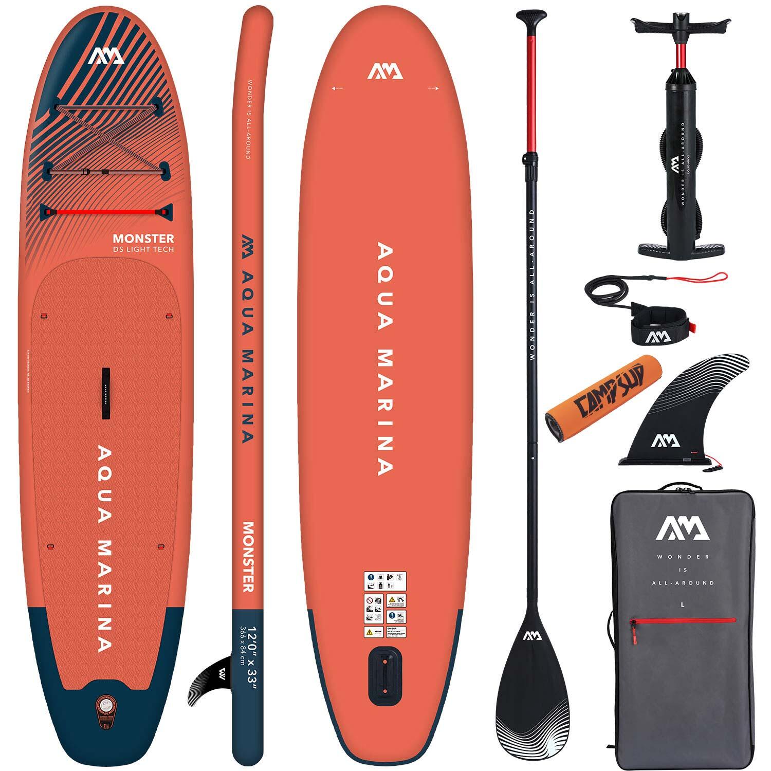 Placă SUP Aqua Marina Monster 12'0" BT-23MOP + Geamandură portocalie