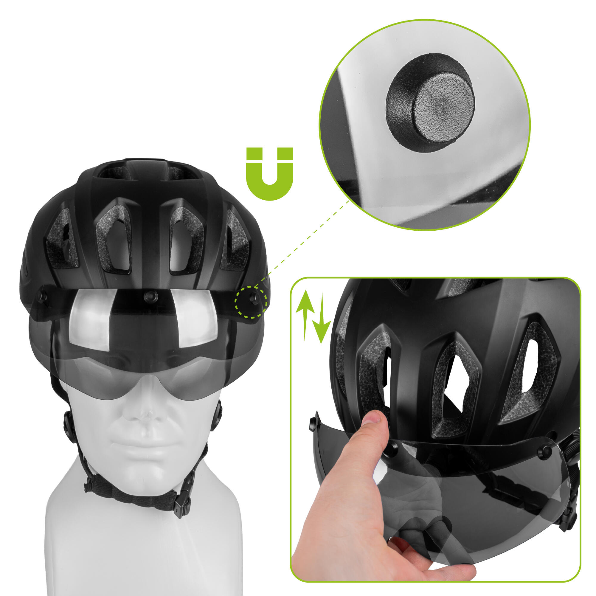 Casco bici Vayox Active VA0424 con visiera e luce LED 3/7