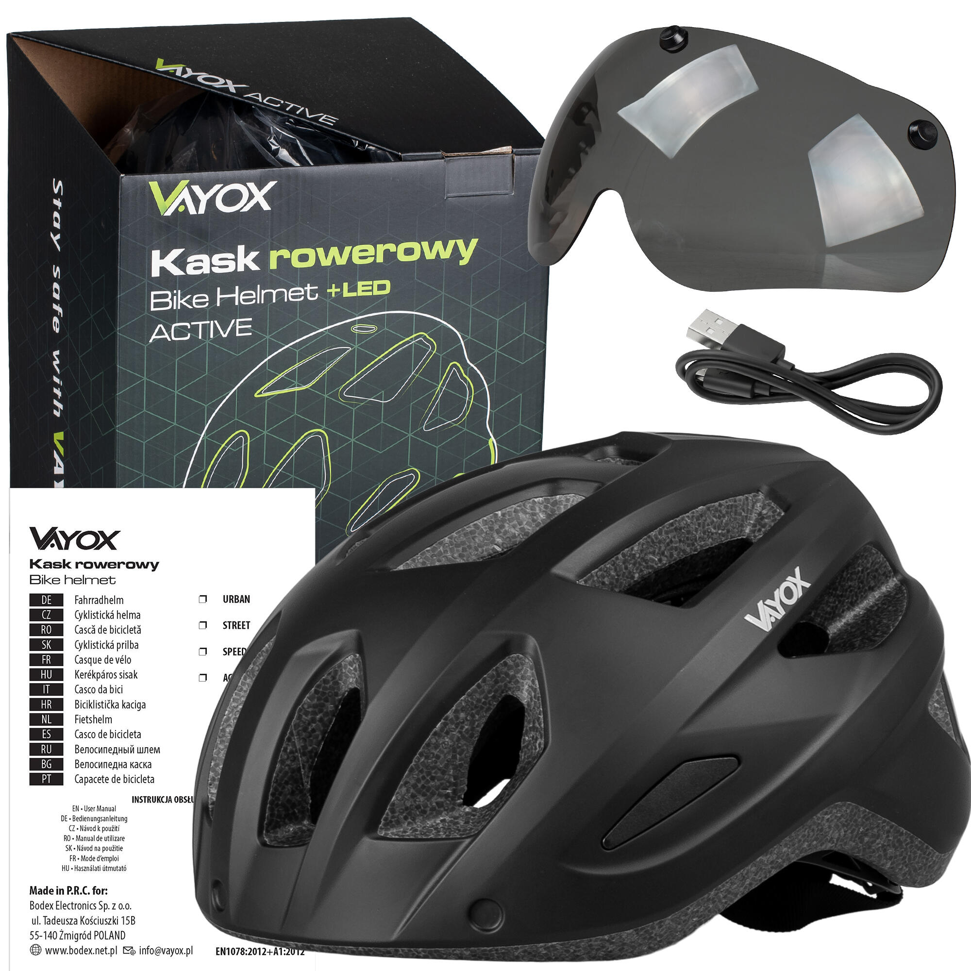 Casco bici Vayox Active VA0424 con visiera e luce LED 7/7