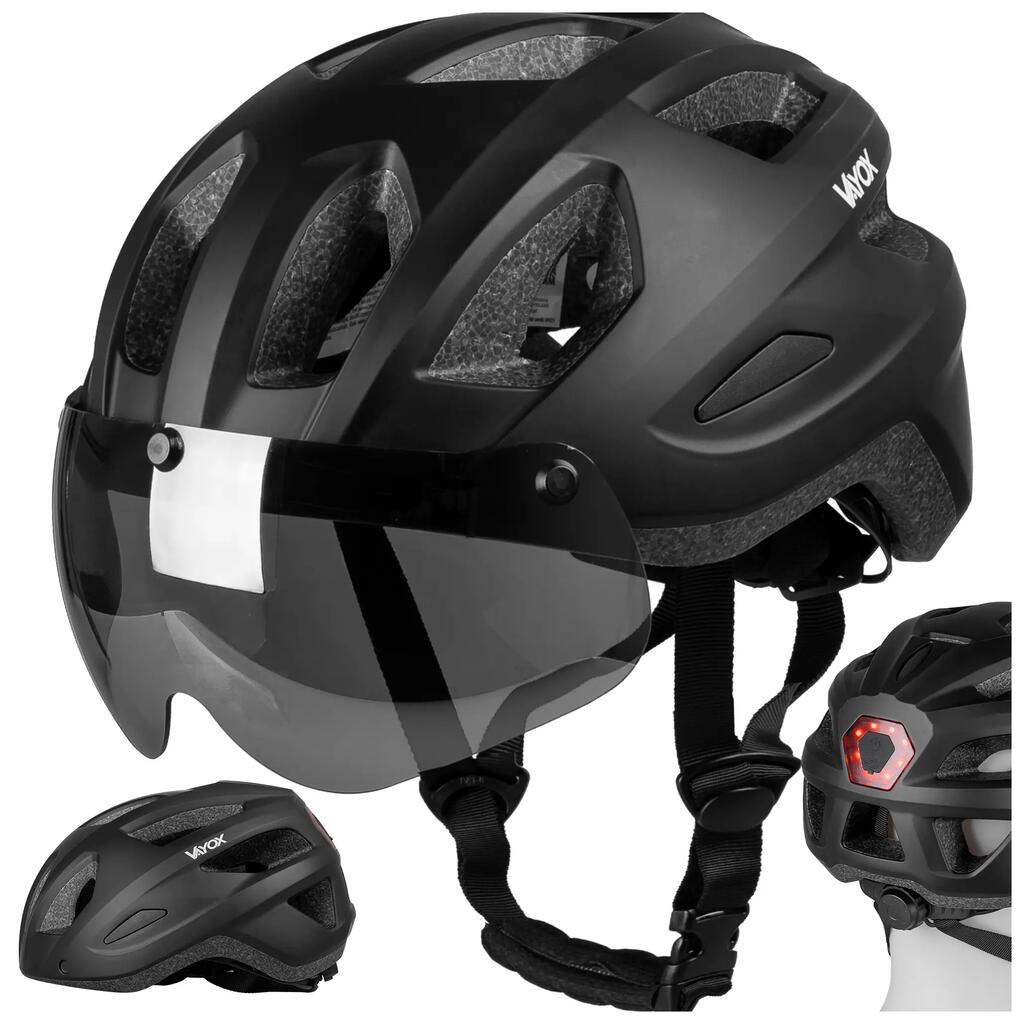 Каска велосипедна Vayox Active VA0424 със слюда и лампа LED