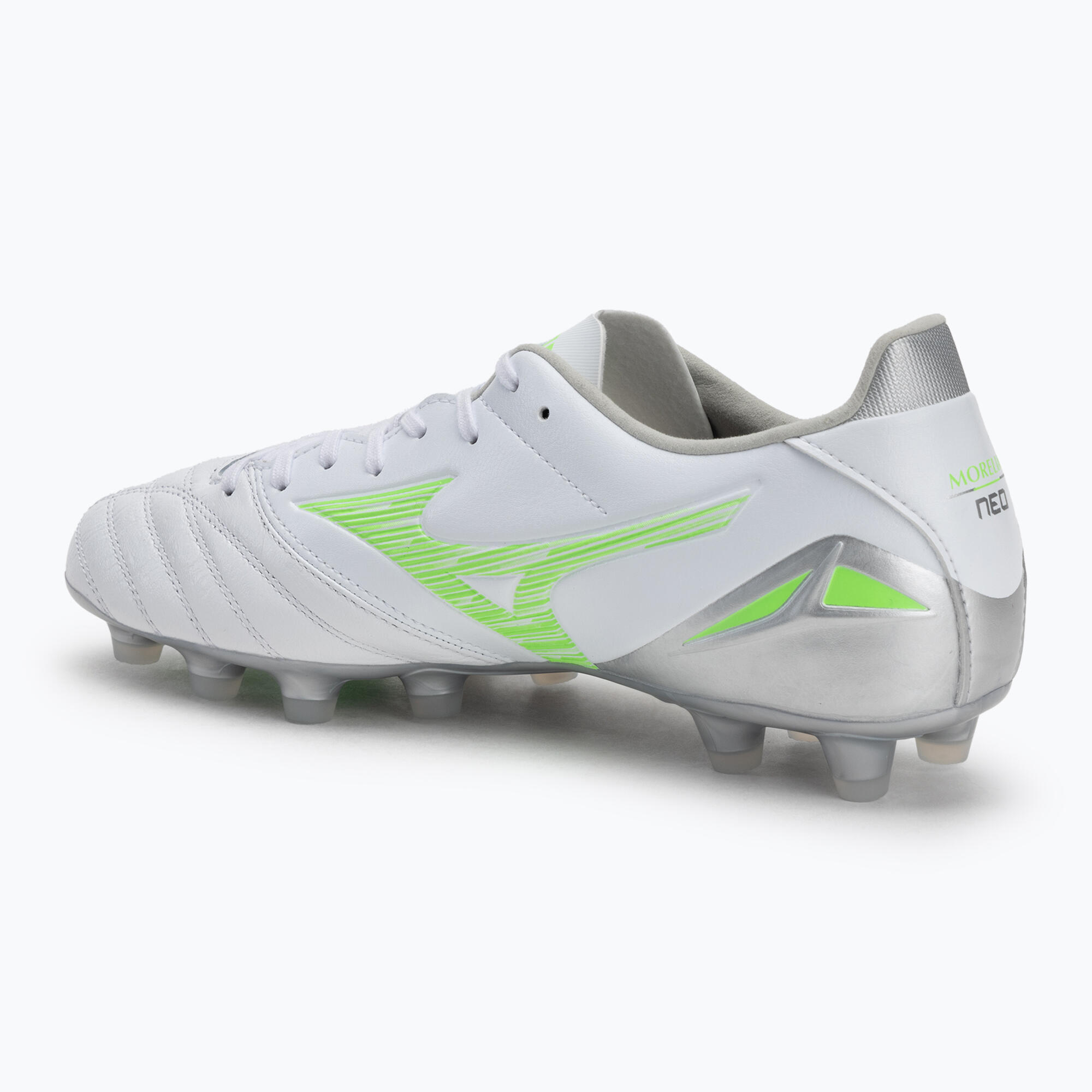 Buty piłkarskie Mizuno Morelia Neo IV Pro Md white/neon green/cool gray 3c 3/7