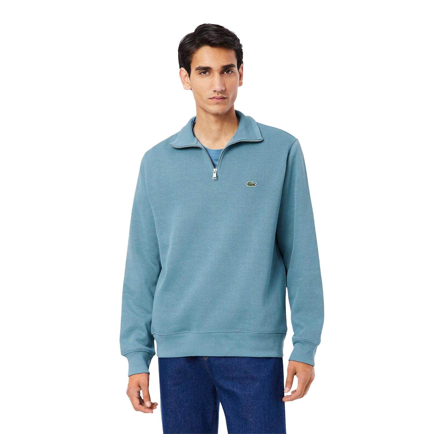 Mens Interlock Quarter Zip Sweatshirt (Blue) 4/4