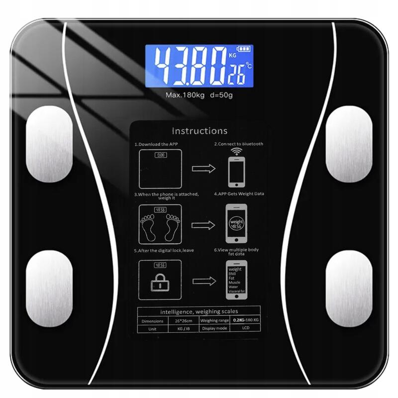 Cantar inteligent Bluetooth, analiza greutate, IMC, grasime, masa musculara, apa
