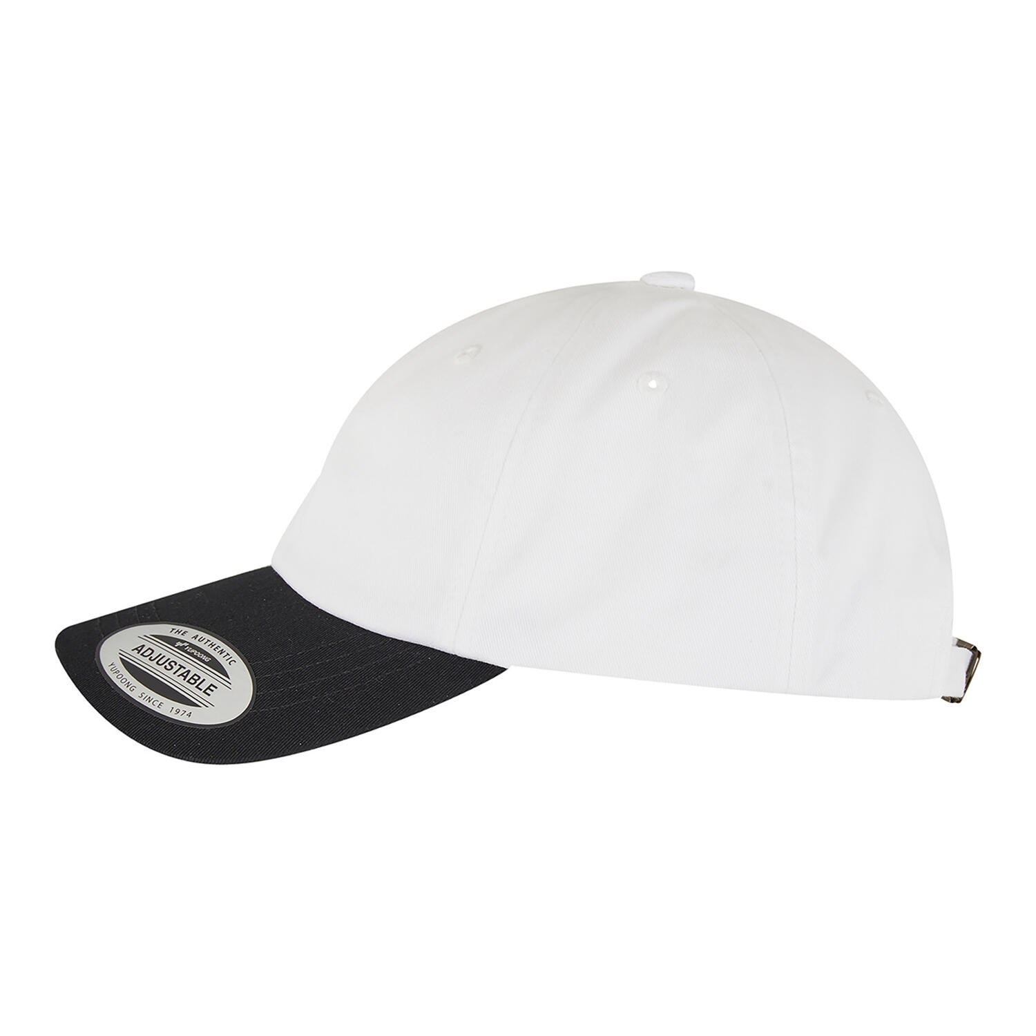 BaseballMütze, Niedriges Profil, Baumwolltwill Damen und Herren Weiß/Schwarz 3/4