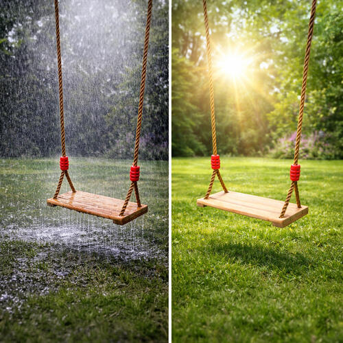 Leagan din lemn pentru copii, franghii reglabile 100-170 cm, 50 kg, 40 x 16 cm