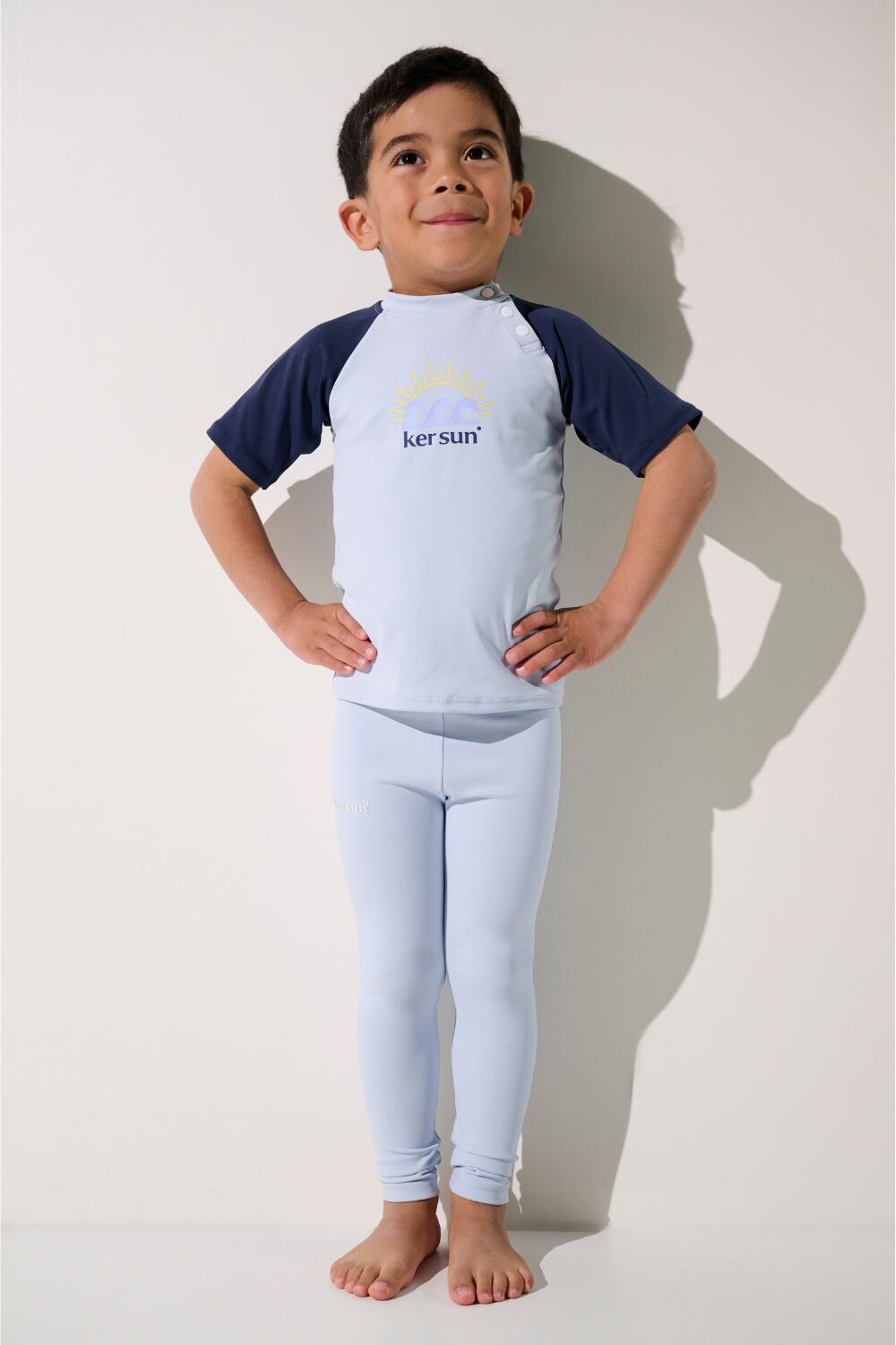 T-shirt de bain anti-UV manches courtes Enfant (2-4 ans) Bleu, Samoa 2/7