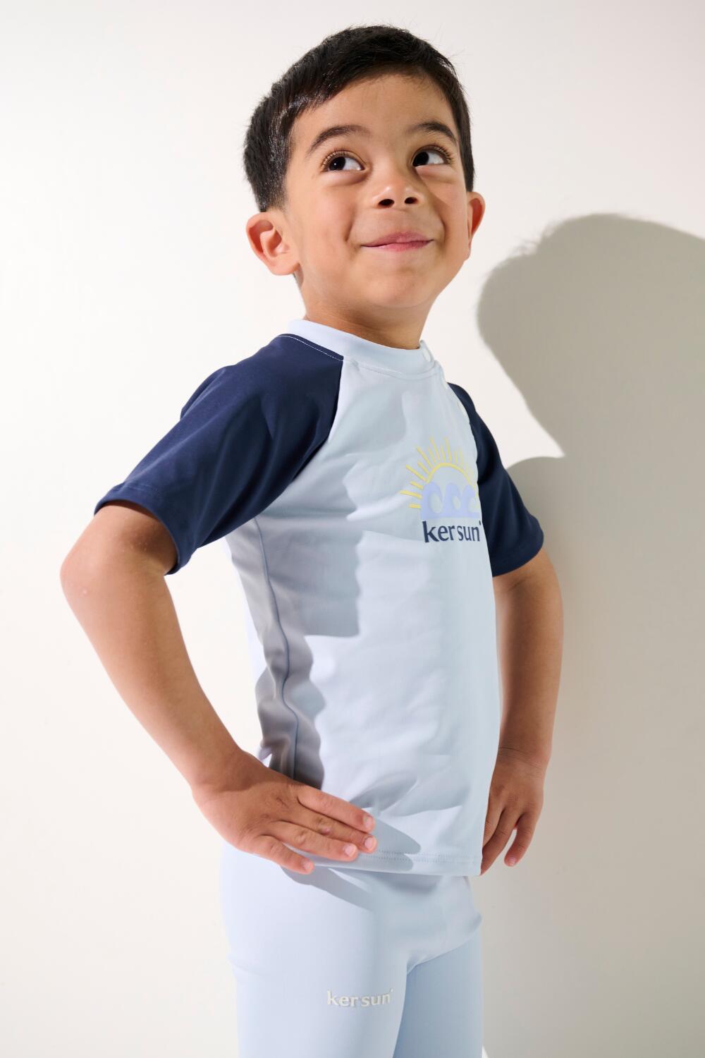 T-shirt de bain anti-UV manches courtes Enfant (2-4 ans) Bleu, Samoa 5/7