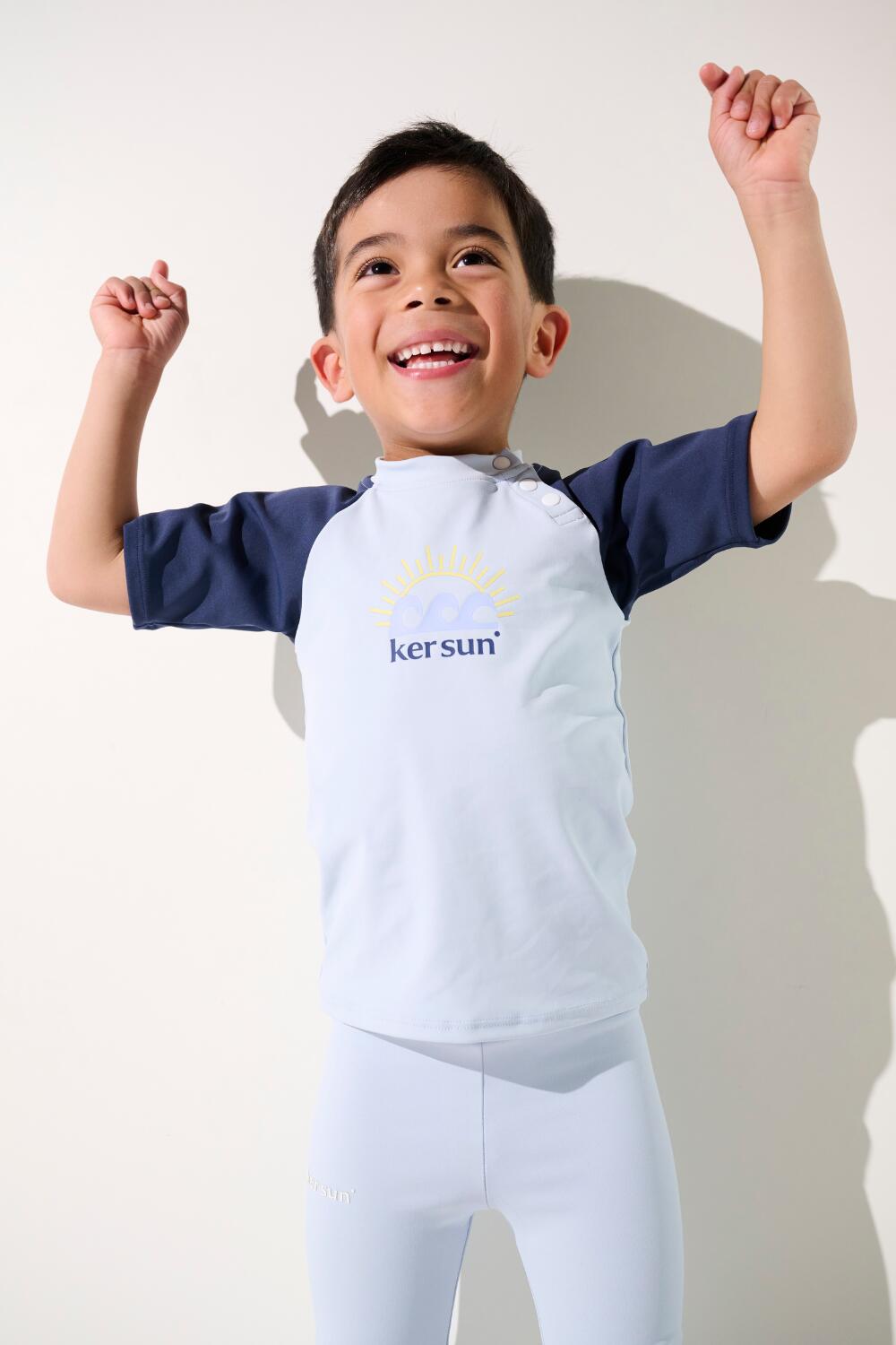 T-shirt de bain anti-UV manches courtes Enfant (2-4 ans) Bleu, Samoa 4/7
