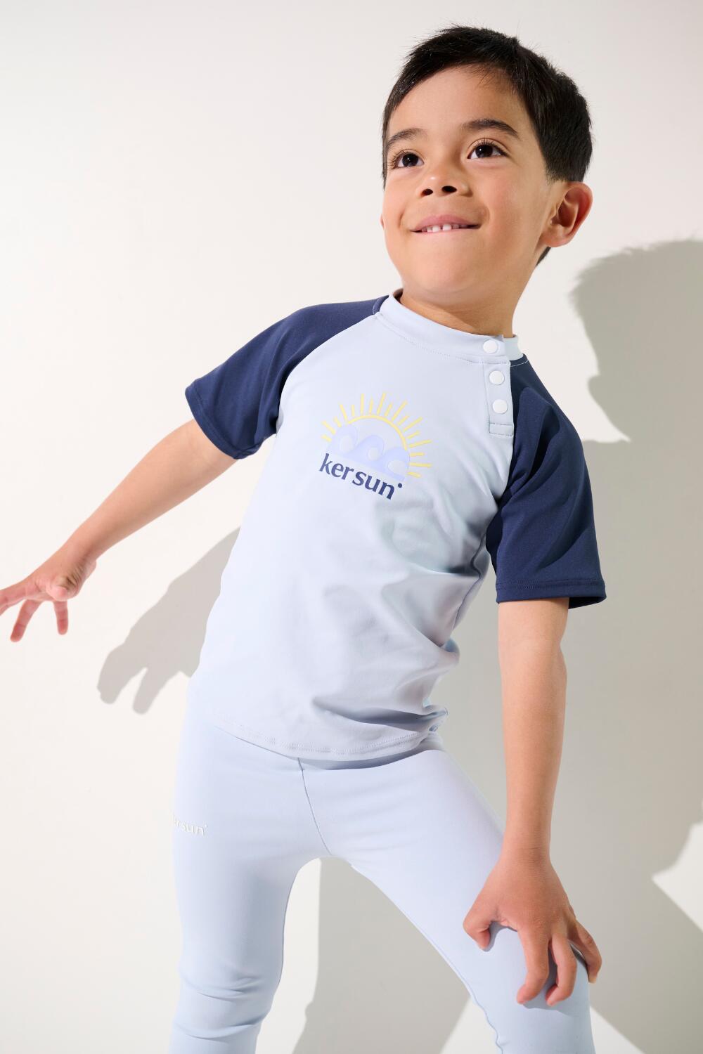 T-shirt de bain anti-UV manches courtes Enfant (2-4 ans) Bleu, Samoa 6/7