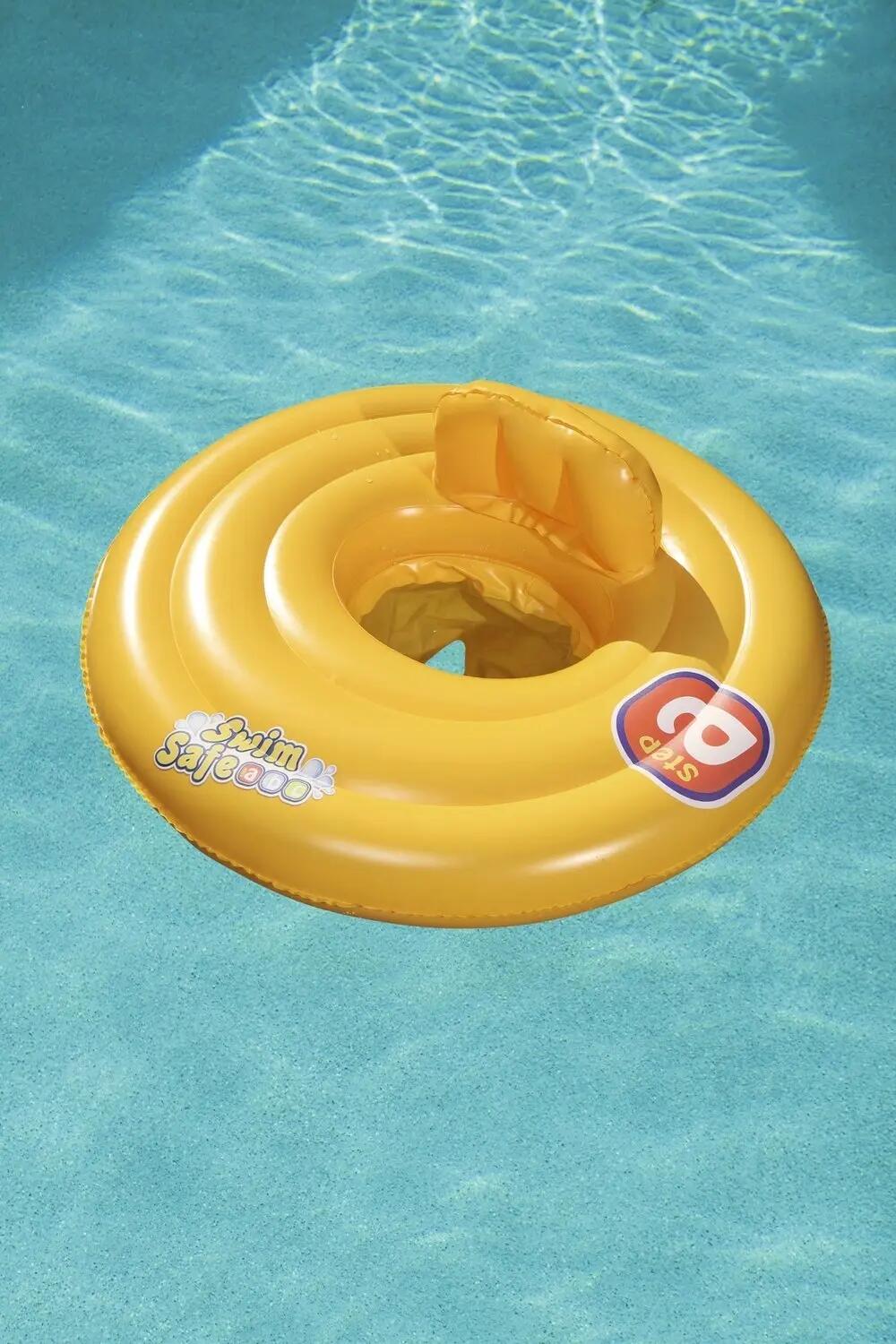 Colac gonflabil inot bebelusi, tip scaun, perna de sustinere, 69 cm, galben 2/7