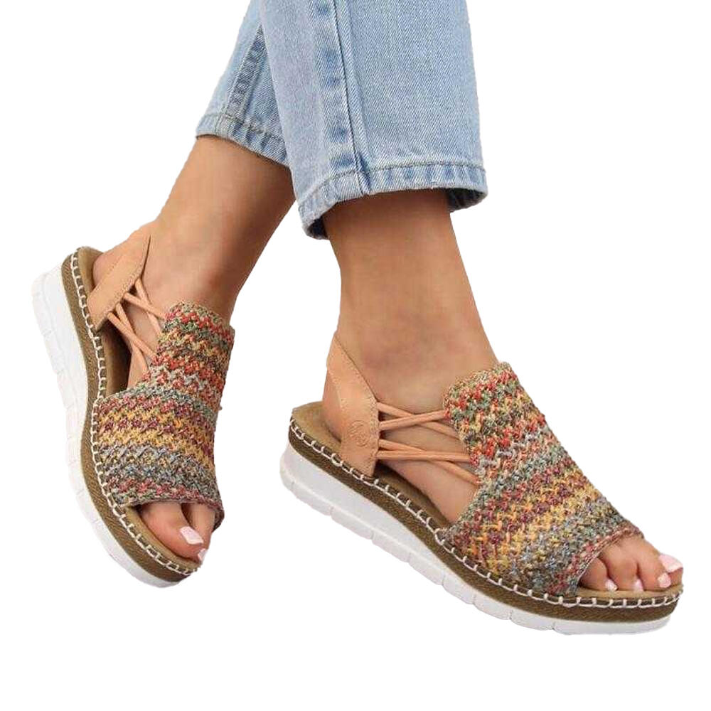Sandalias Diseño Ganchillo para Mujer Multicolor 3/5