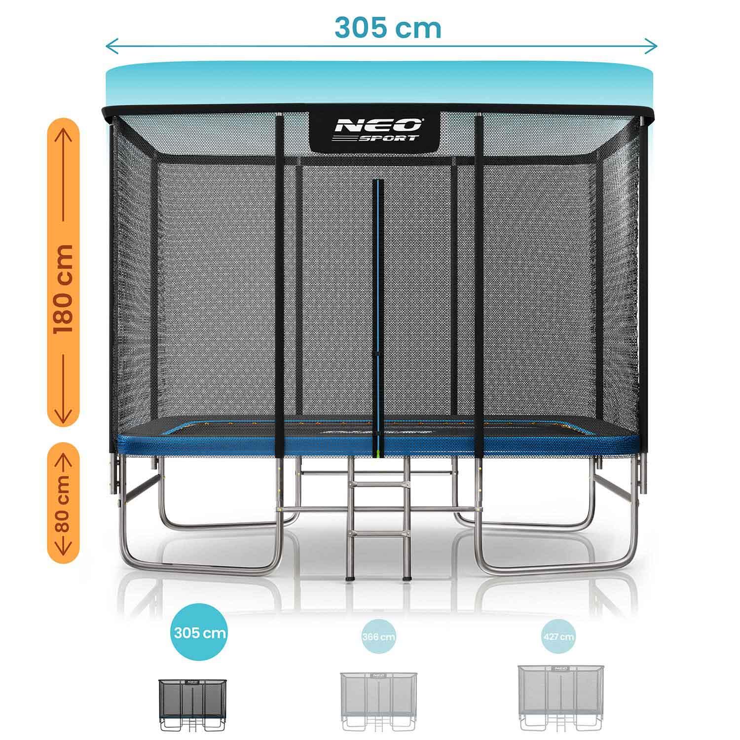 Duża trampolina ogrodowa Neo-sport prostokątna 305x213cm 10x7ft bezpieczna 7/7