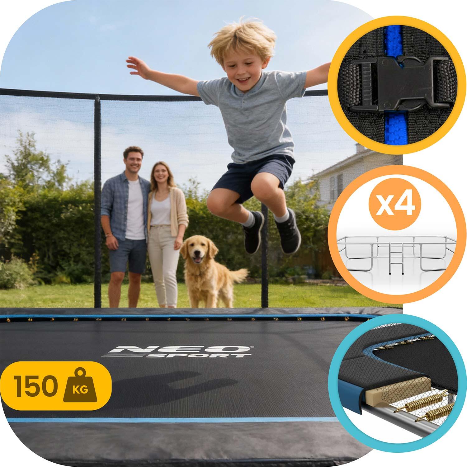 Duża trampolina ogrodowa Neo-sport prostokątna 305x213cm 10x7ft bezpieczna 4/7