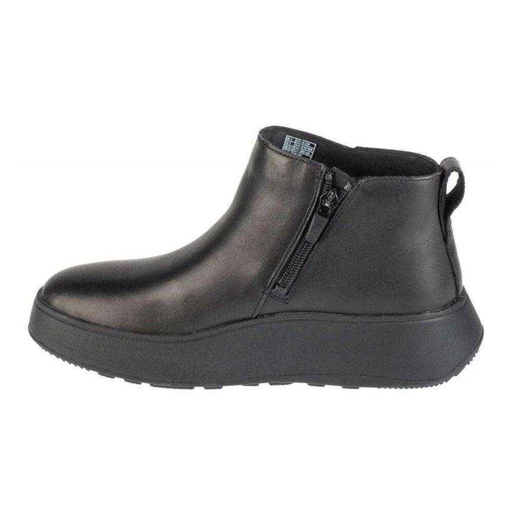 Dames FMode Leren Enkellaarsjes (Zwart) 2/7