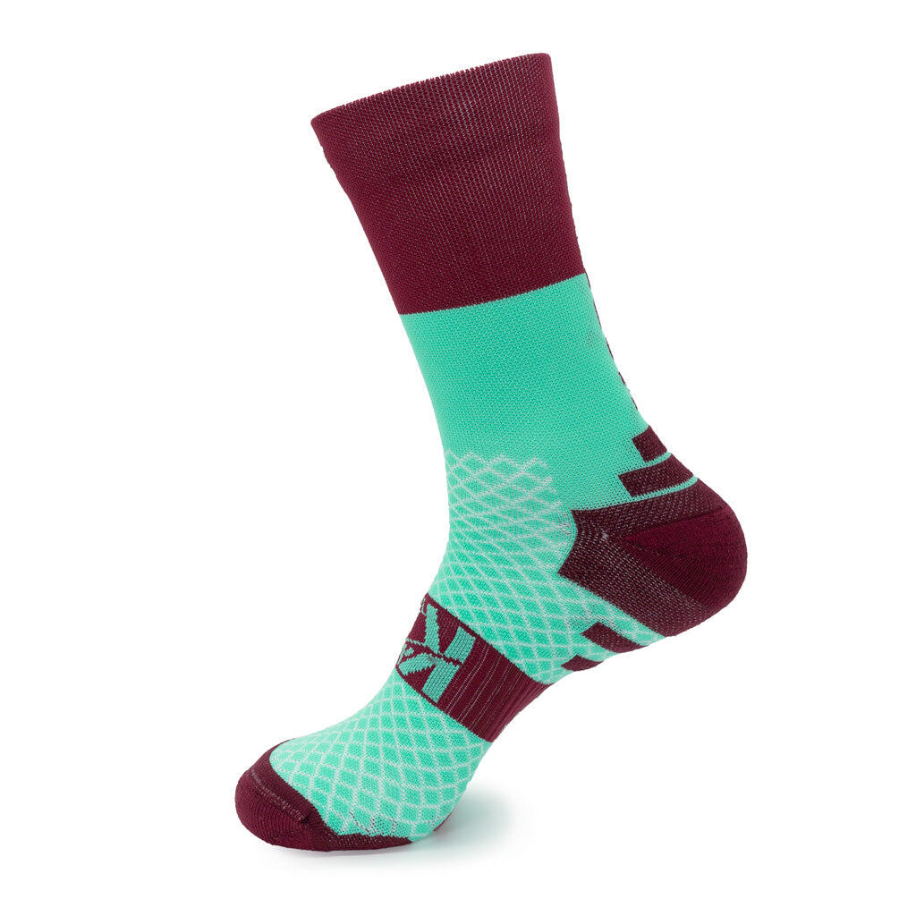 Chaussettes Running Unisexe MARATHON Grenat/Mousse - 2 fils 3/4