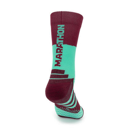 Chaussettes Running Unisexe MARATHON Grenat/Mousse - 2 fils