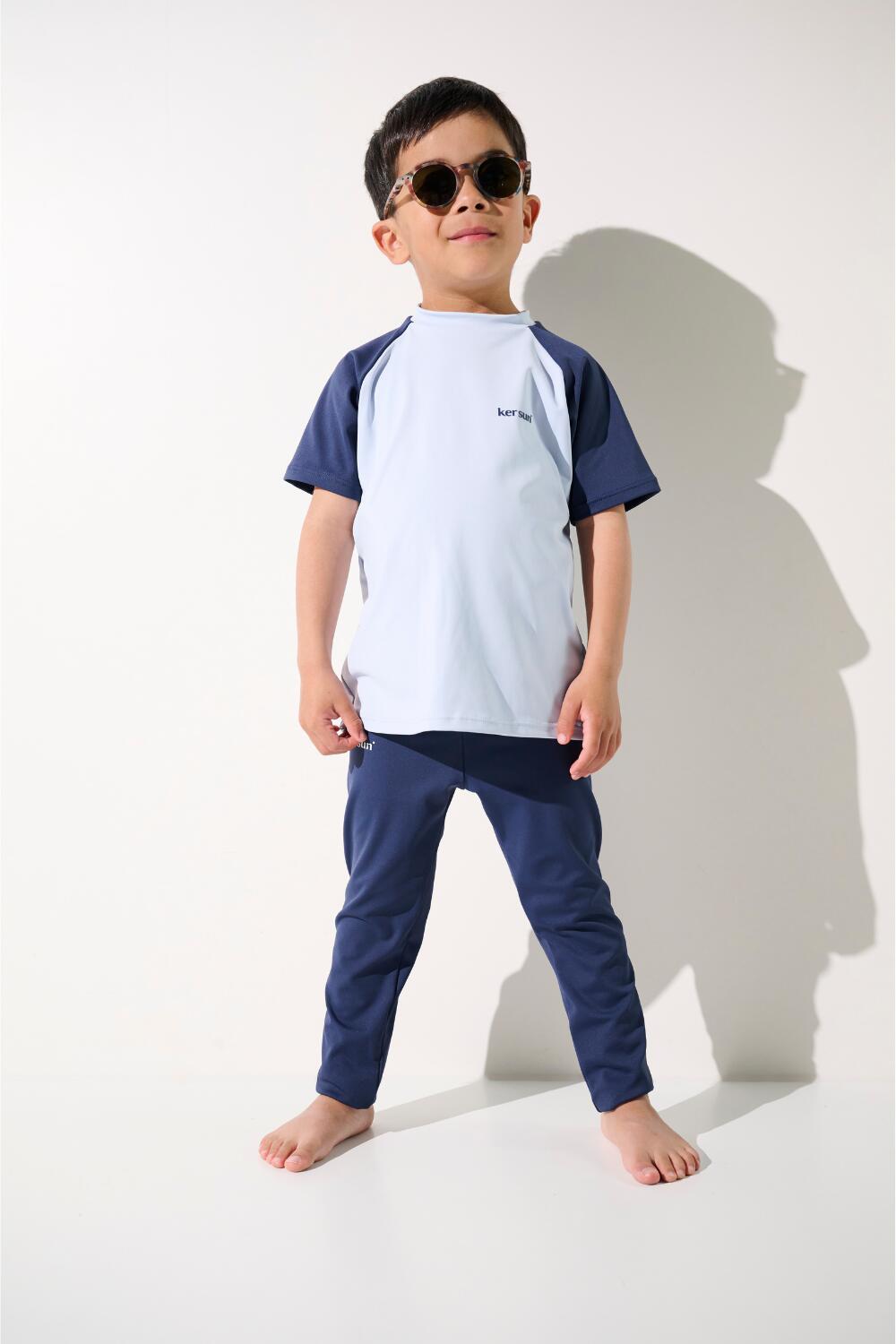 T-shirt de bain anti-UV manches courtes Enfant (5-14 ans) Bleu, Fidji 4/7