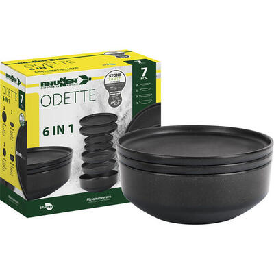 Brunner odette double black 6 in 1 - melamine serviesset (7 delig)