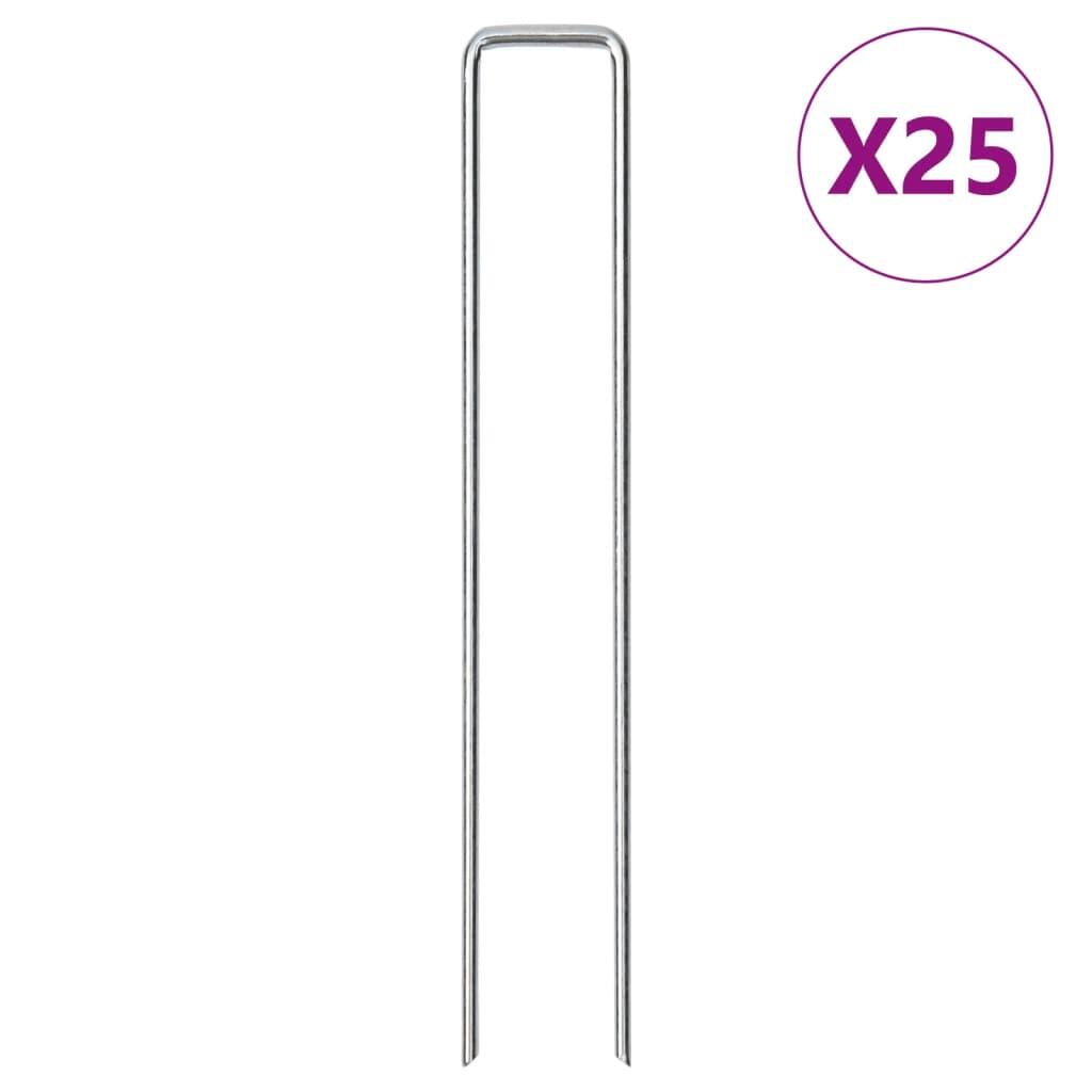 VidaXL ground pegs 25 pcs U-shaped 20x3.5 cm galvanized steel