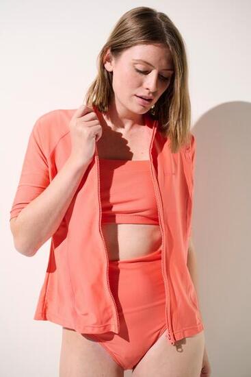 Veste de bain manches courtes anti-UV Femme Rose, Malta, UPF 50+