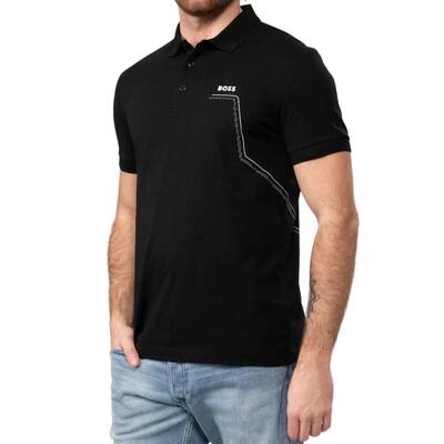 Heren bedrukt polo shirt (zwart)