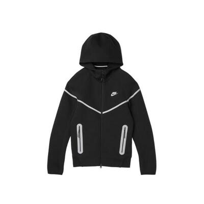 Full zip hoodie sportswear tech fleece windrunner black bemis silver
