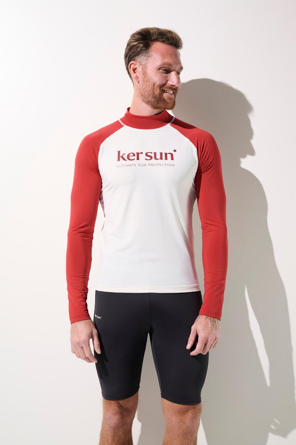 T-shirt de bain anti-UV Homme Blanc/Rouge, Malibu, UPF 50+ 2/6
